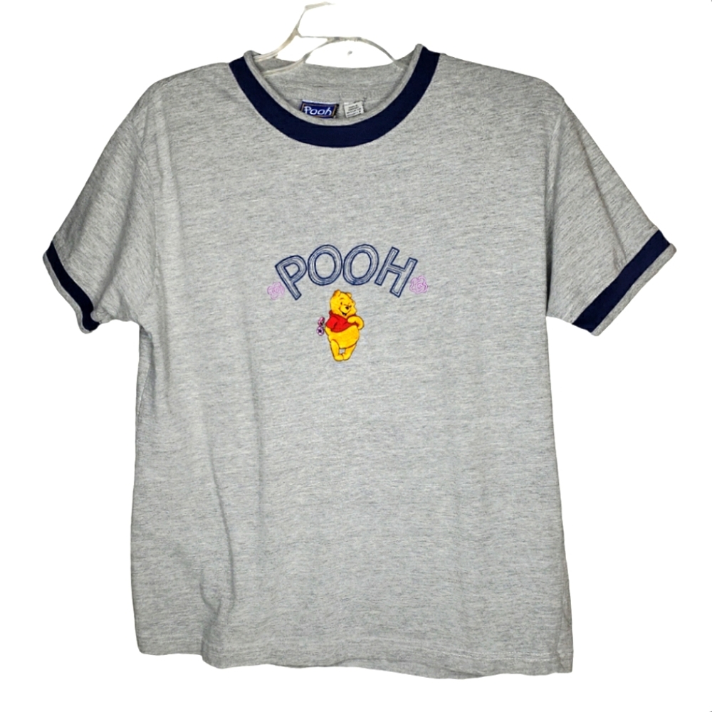 Winnie-the-Pooh Pooh Works Embroidered Applique Baseball Style Disney Ringer Tee